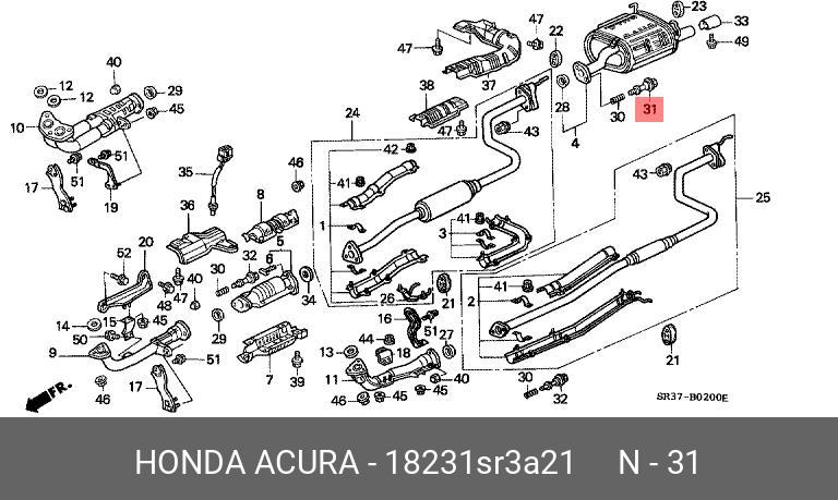 18231SR3A21 HONDA Болт, система выпуска
