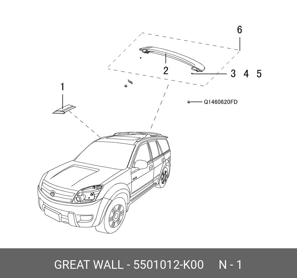 5501012K00 GREAT WALL-HAVAL Накладка (молдинг) панели крыши правый короткий  gw hover купить в интернет-магазине AvtoTO