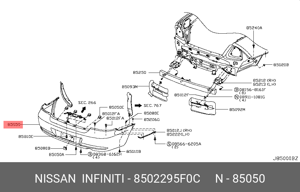 8502295F0C NISSAN БАМПЕР