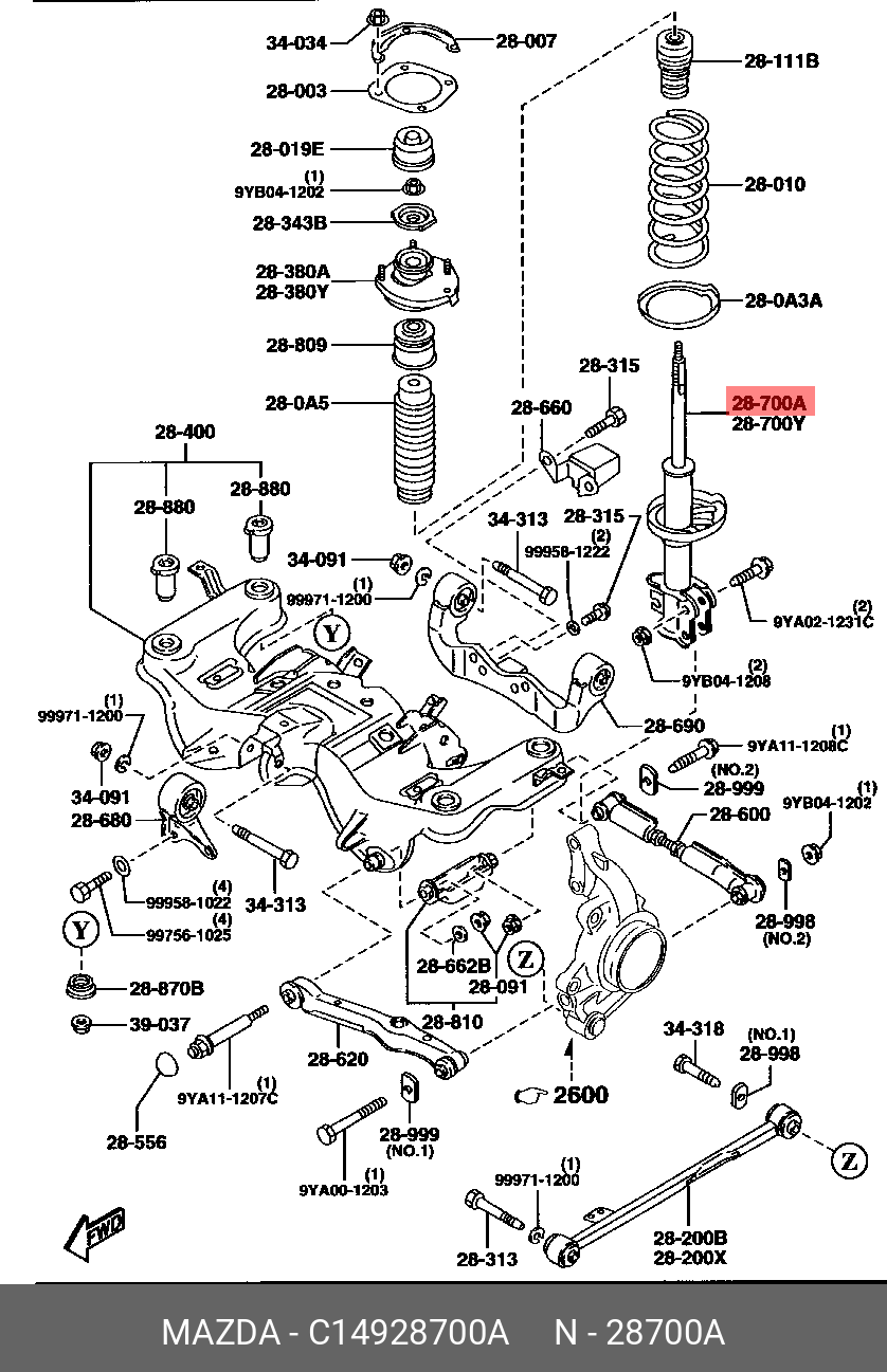 C14928700A MAZDA Амортизатор подвески