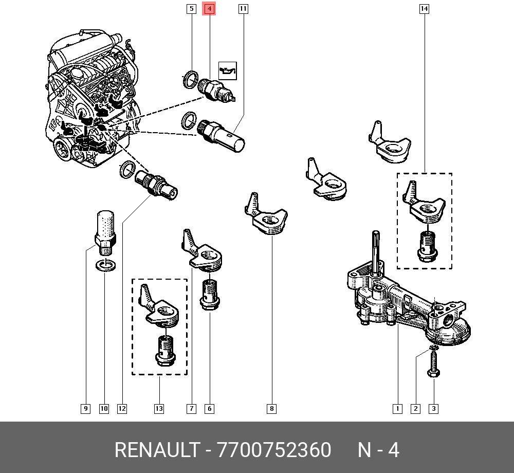 7700752360 RENAULT Датчик давления масла