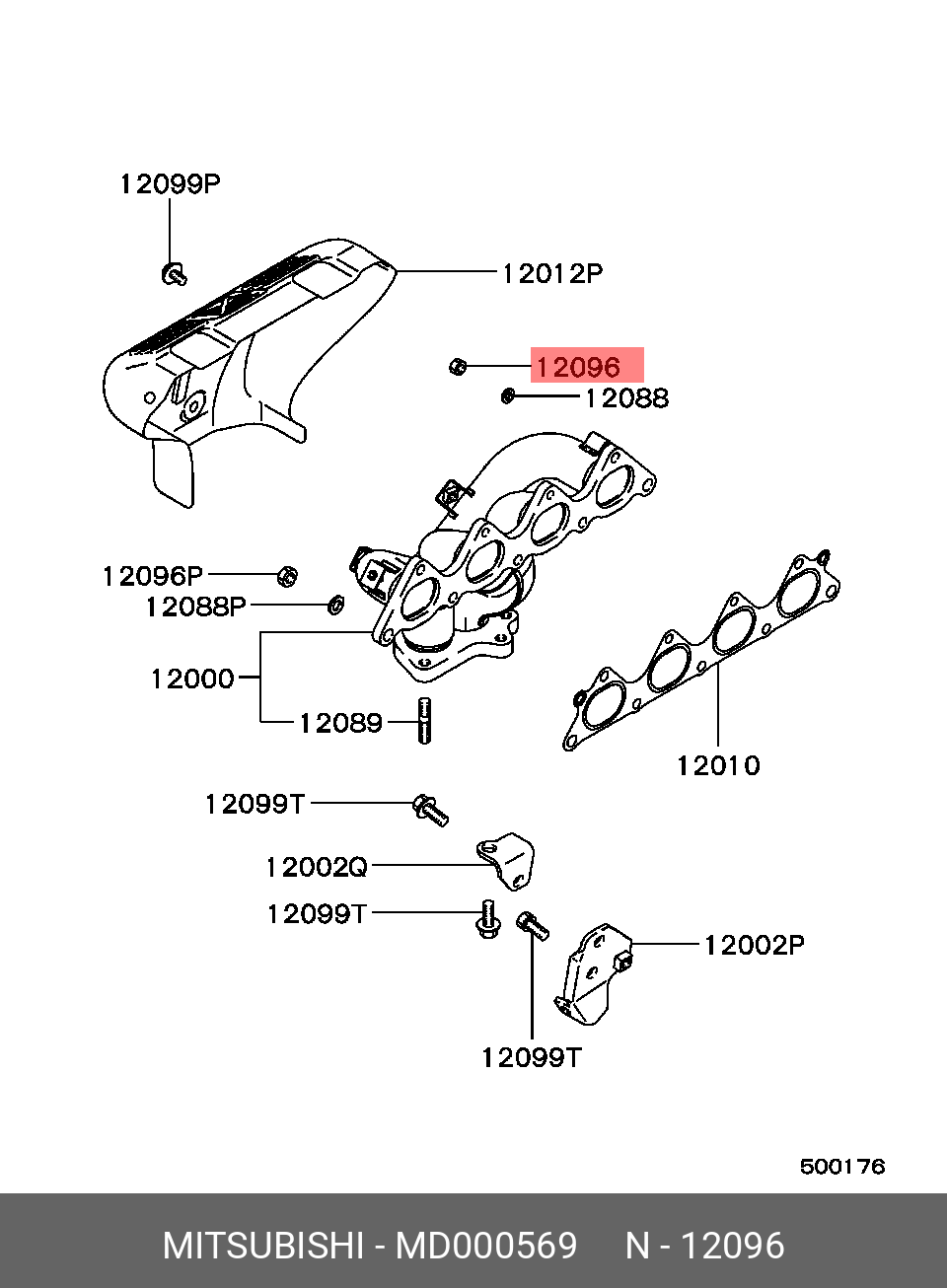 MD000569 MITSUBISHI ГАЙКА ВЫПУСКНОГО КОЛЛЕКТОРА