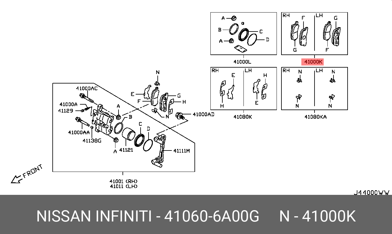 410606A00G NISSAN Колодки тормозные дисковые