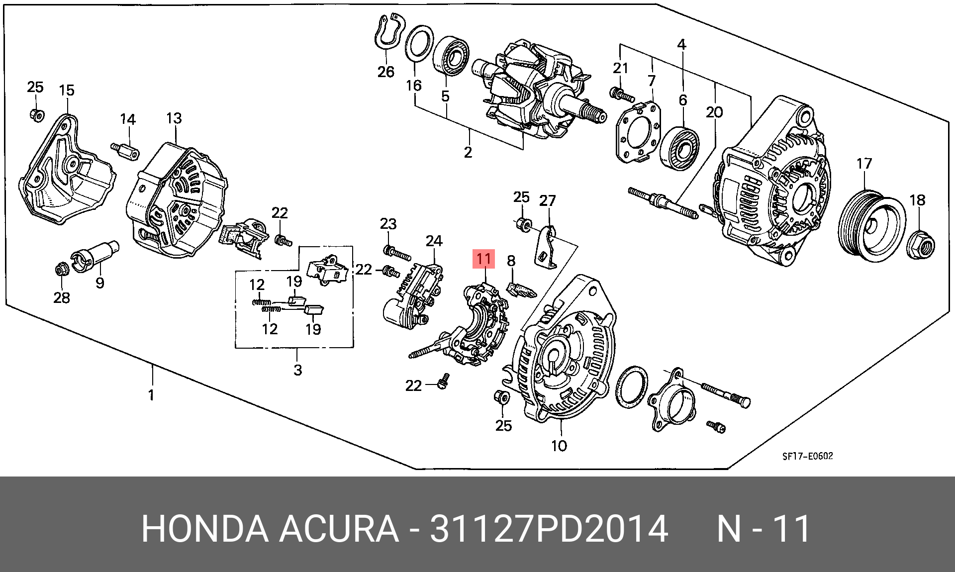 31127PD2014 HONDA Диодный мост генератора
