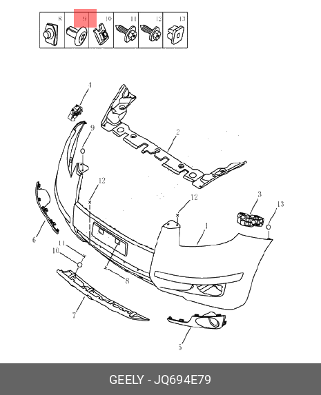 JQ694E79 GEELY J КЛИПСА ЗАДНЕГО БАМПЕРА