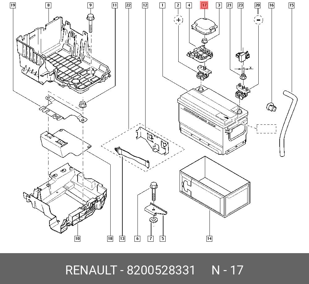 8200528331 RENAULT КРЫШКА КЛЕММЫ АКБ (ПЛАС)