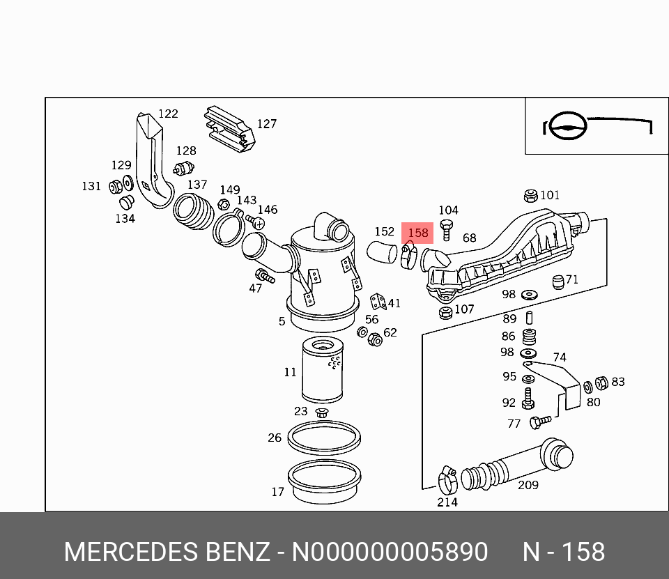 N000000005890 MERCEDES-BENZ ХОМУТ ШЛАНГА ИНТЕРКУЛЕРА