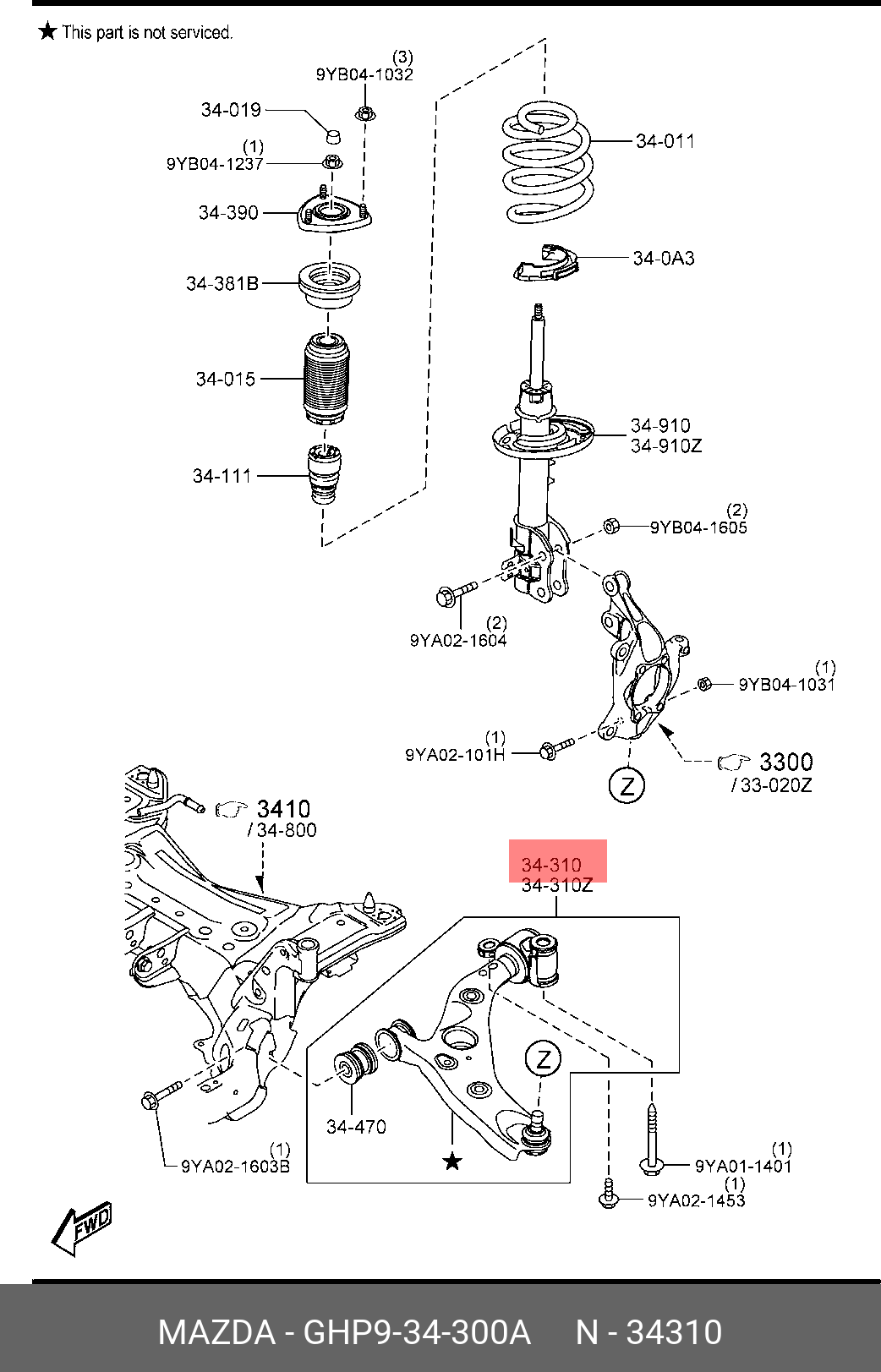 GHP934300A MAZDA РЫЧАГ ПОДВЕСКИ ПЕРЕДНЕЙ ПРАВЫЙ