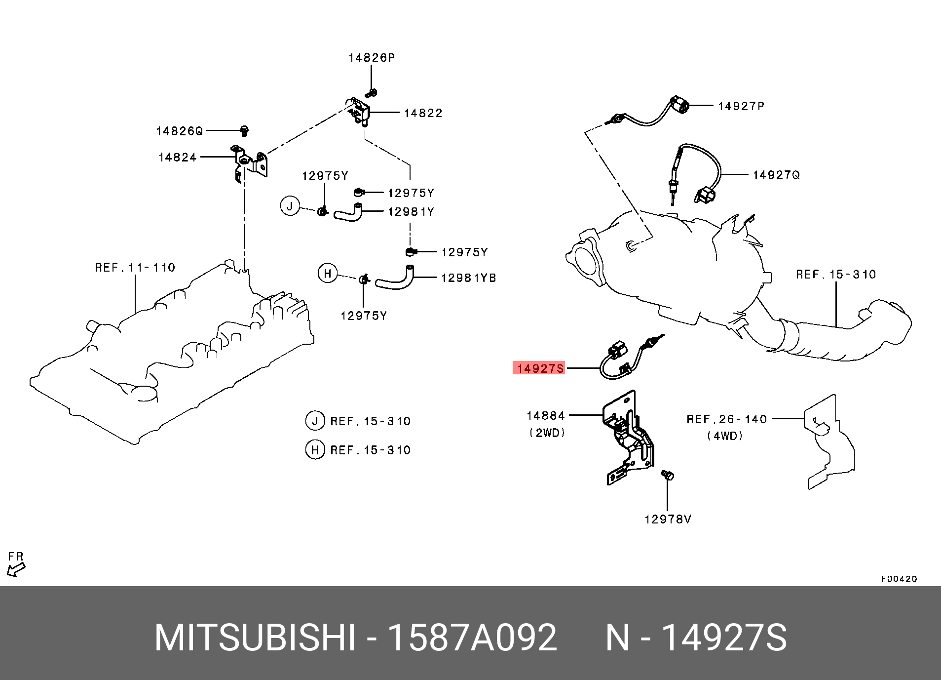1587A092 MITSUBISHI ДАТЧИК ТЕМПЕРАТУРЫ ВЫХЛОПА