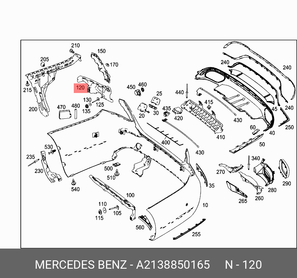 A2138850165 MERCEDES-BENZ КРОНШТЕЙН БАМПЕРА ЗАДНЕГО