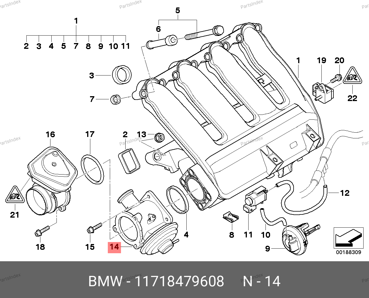 11718479608 BMW Оборотный клапан возврата ОГ