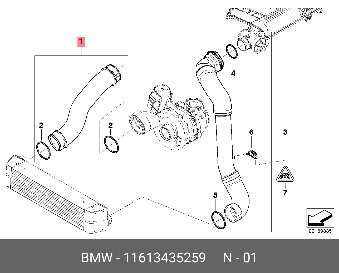 11613435259 BMW Трубопровод наддувочного воздуха