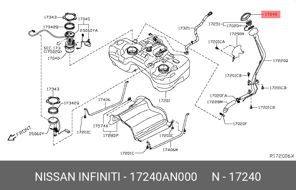 17240AN000 NISSAN ПРОКЛАДКА ГОРЛОВИНЫ БАКА РЕЗИНОВАЯ