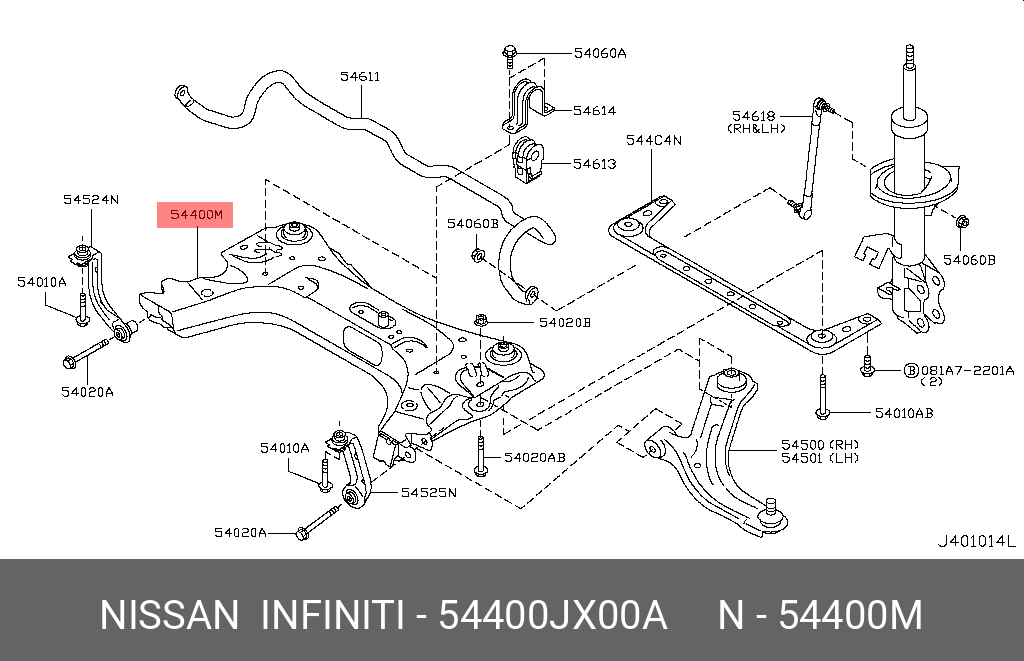 54400JX00A NISSAN Подрамник передний