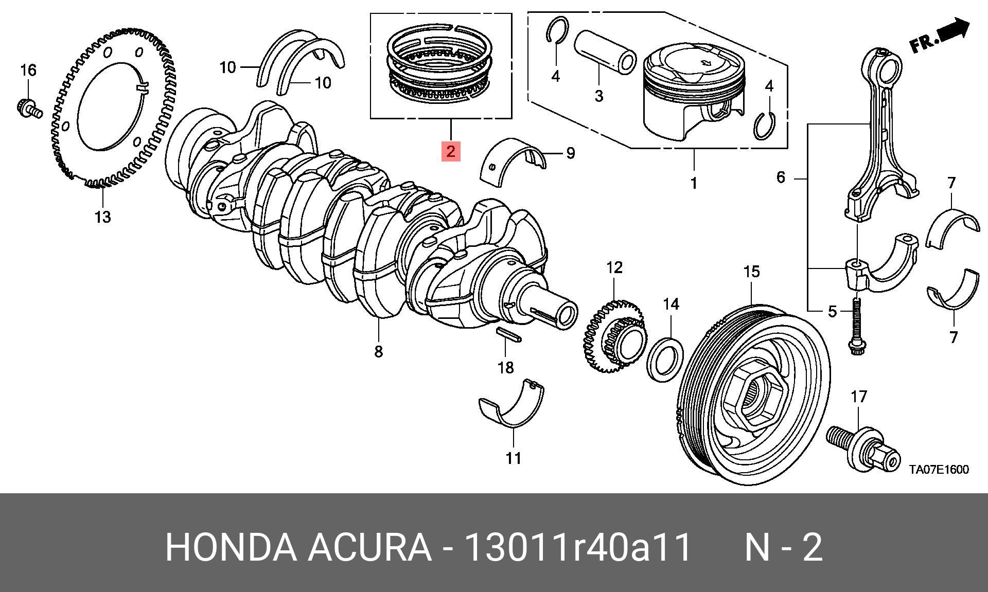 13011R40A11 HONDA Кольца поршневые (комплект)