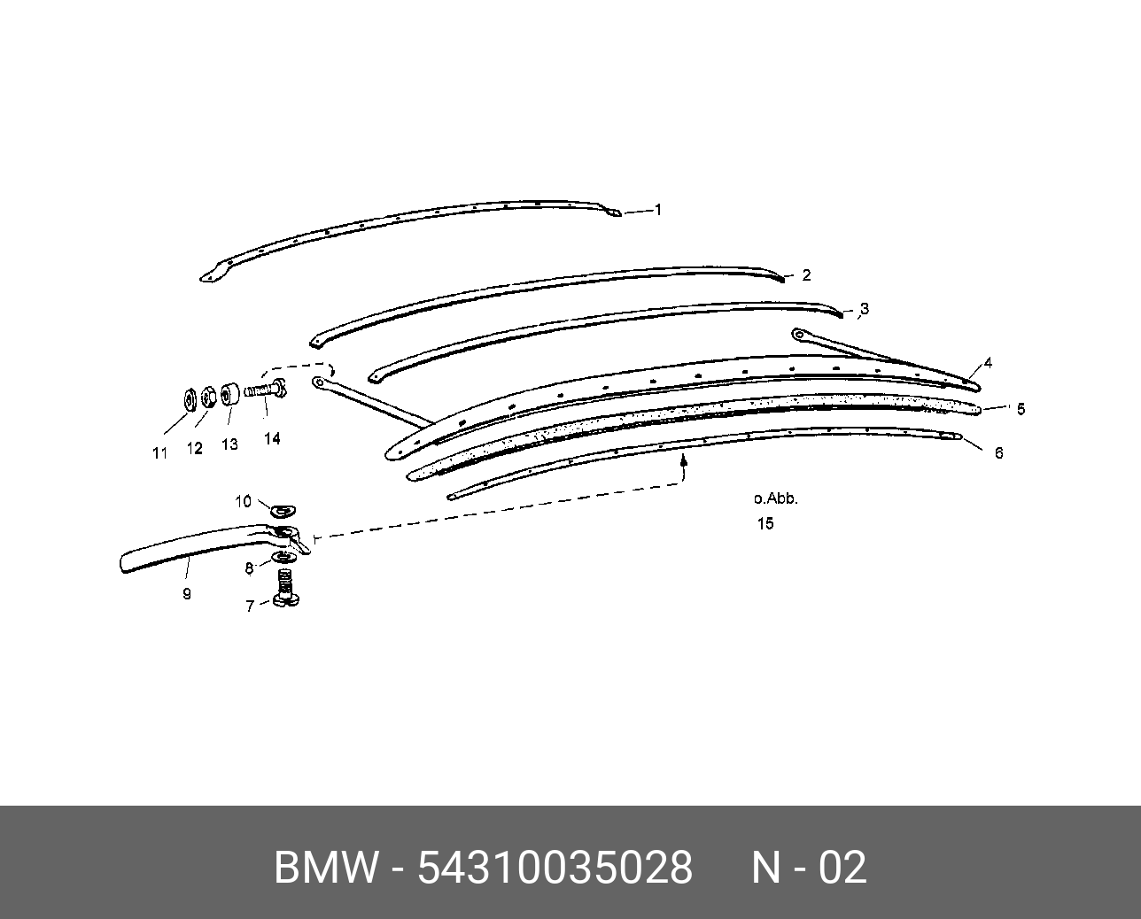 54310035028 BMW VERDECKSTANGE HINTEN