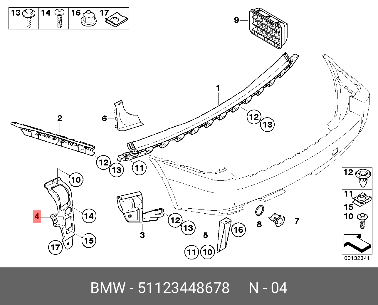 51117389895 BMW Обшивка переднего бампера,BEPLANKUNG STOSSFÄNGER VORN,Sparepart 