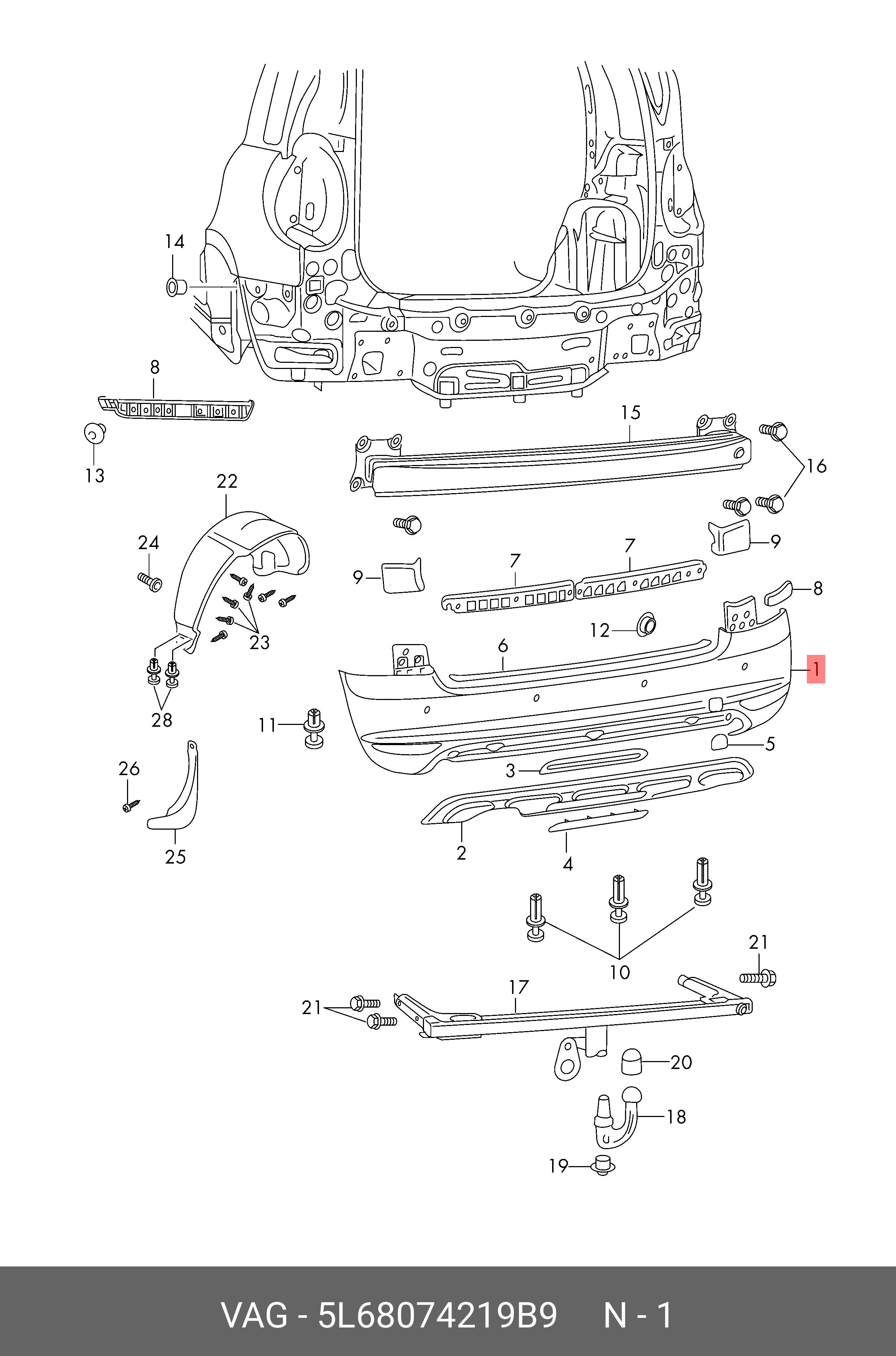 5L68074219B9 VAG Облицовка