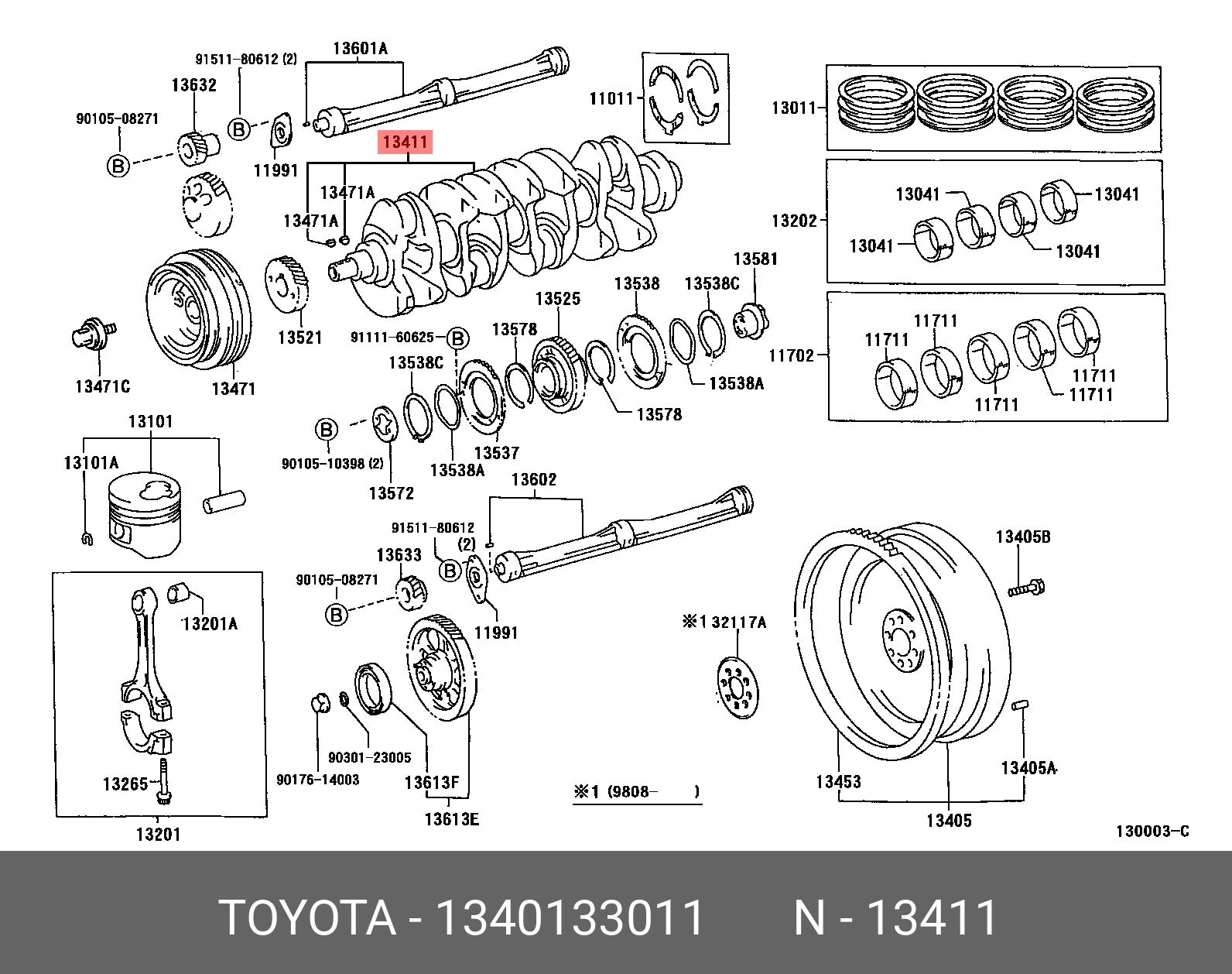 1340133011 TOYOTA Коленвал