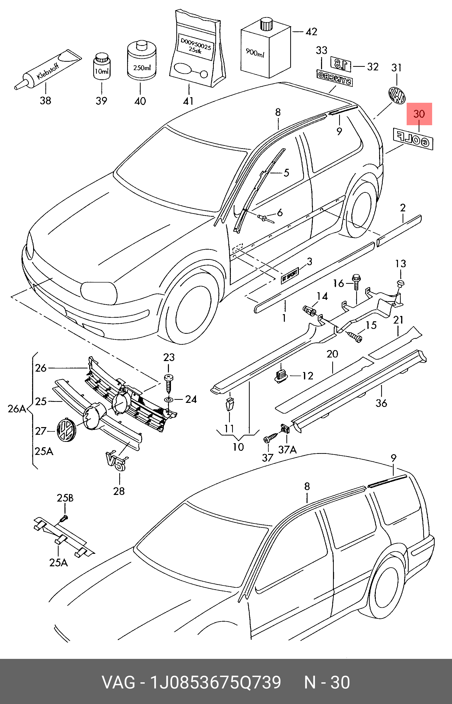 1J0853675Q739 VAG SCHRIFTZUG