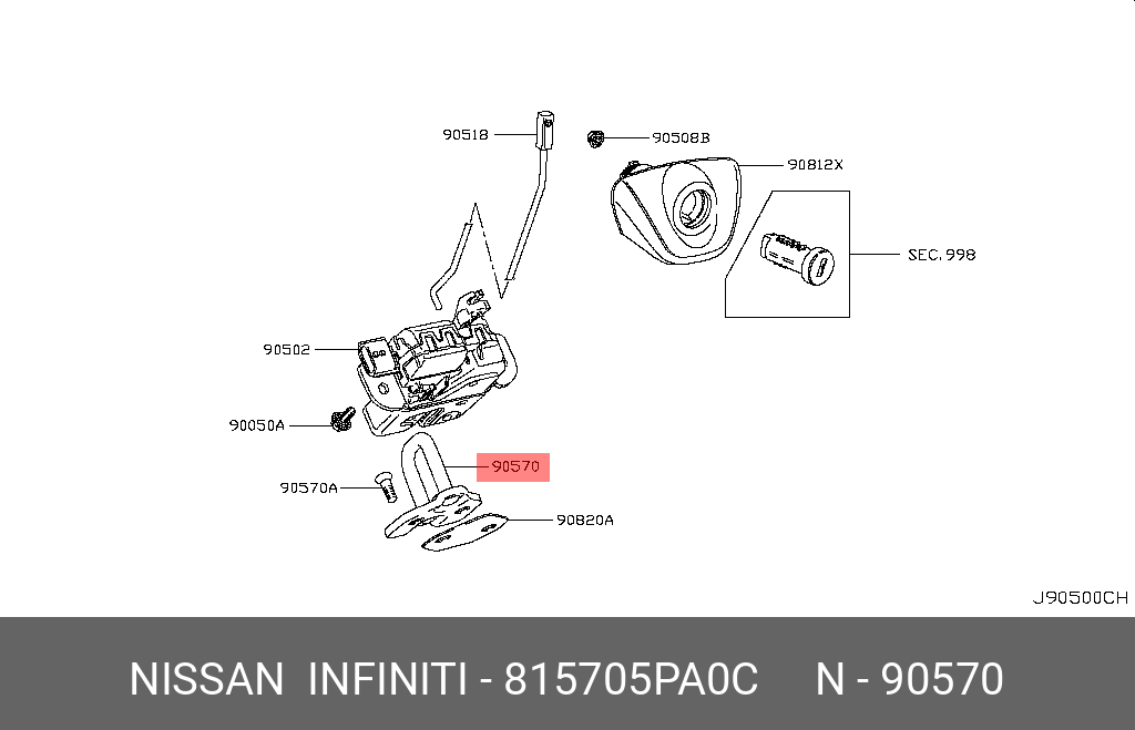 815705PA0C NISSAN Фиксатор замка багажника