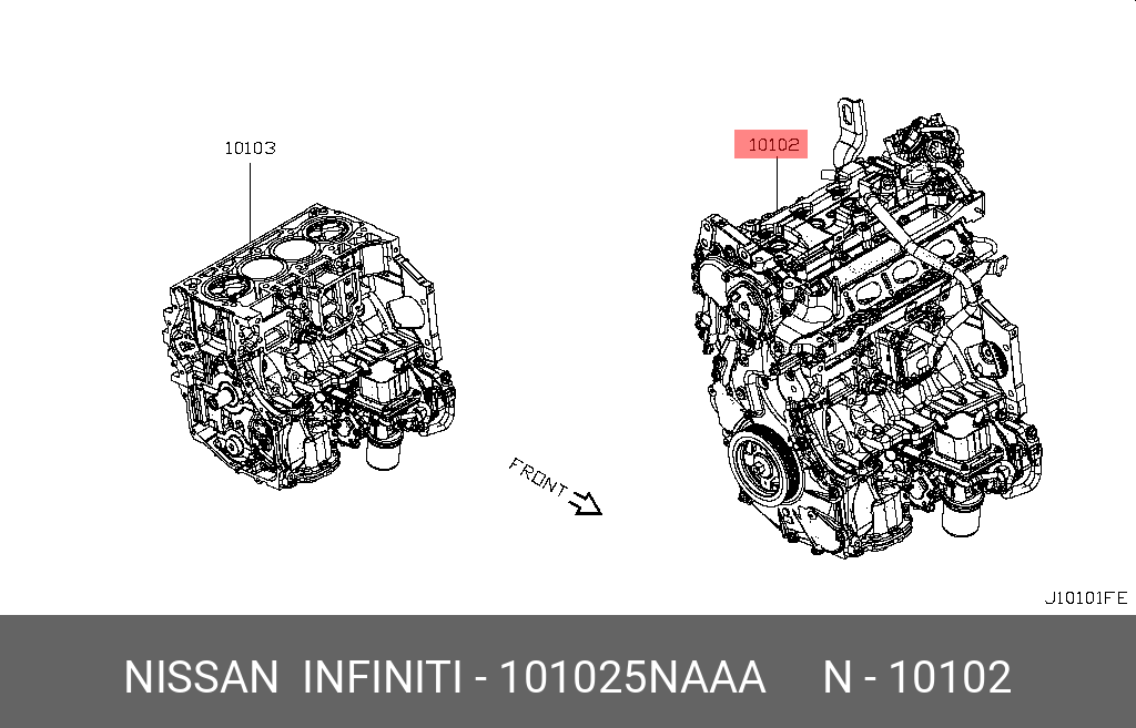 101025NAAA NISSAN ENGINE ASSY-BARE