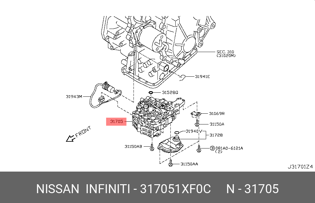 317051XF0C NISSAN БЛОК КЛАПАНОВ АКПП