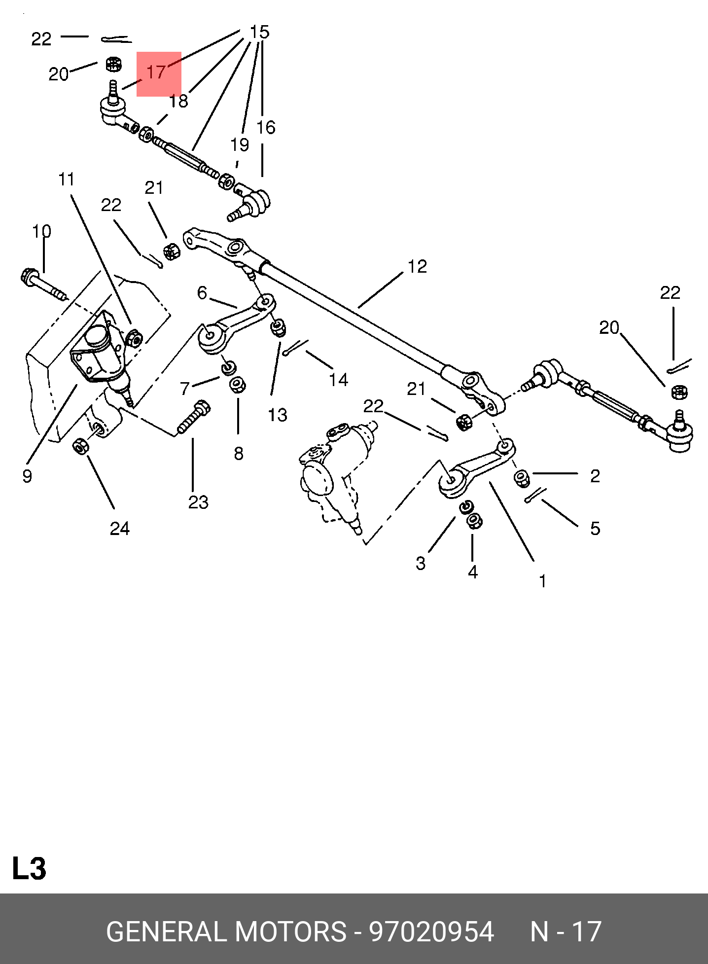 97020954 GENERAL MOTORS наружный наконечник рулевой тяги