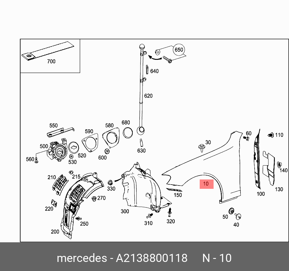 2138800118 MERCEDES-BENZ КРЫЛО ПЕРЕДНЕЕ