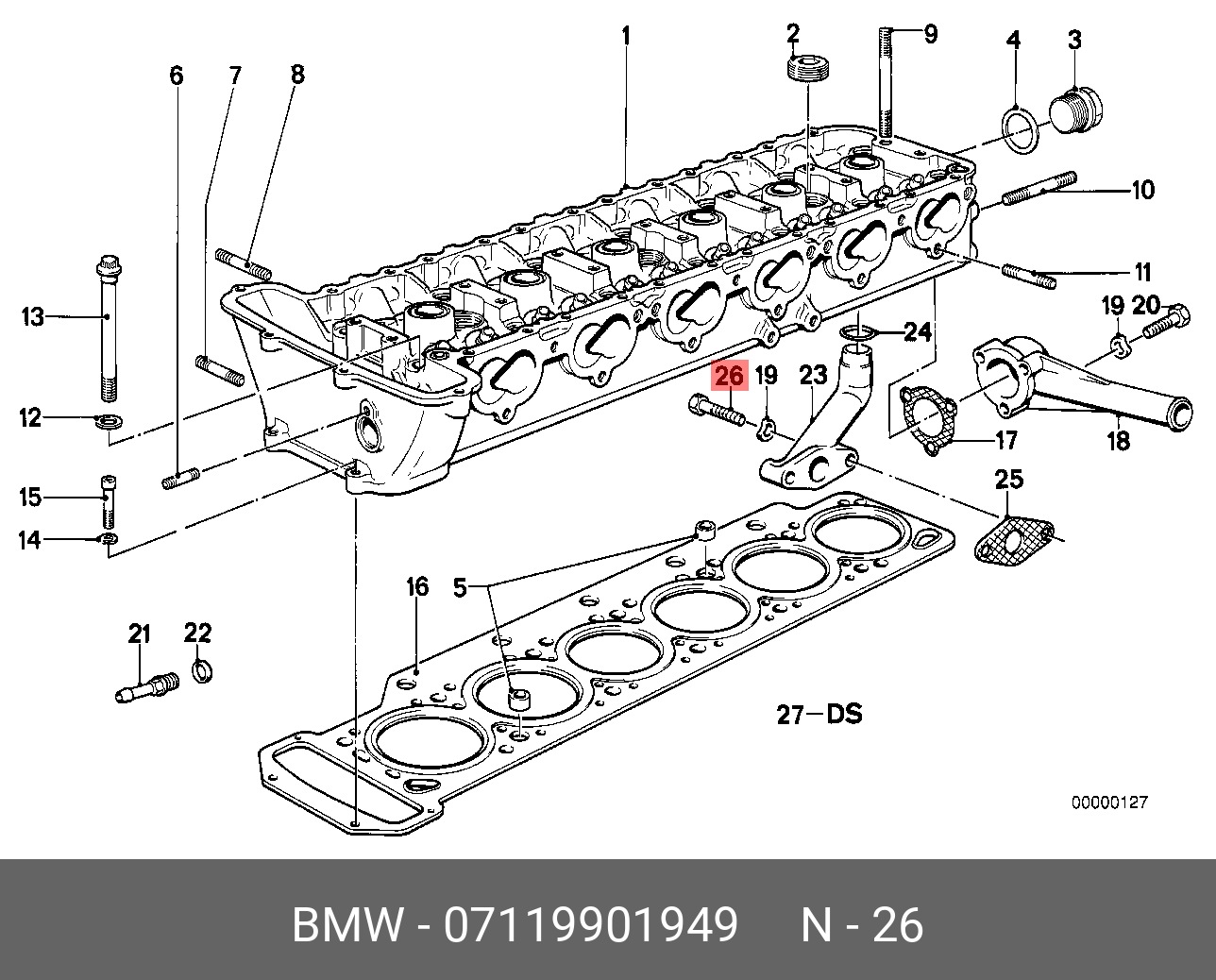 07119901949 BMW Болт с цилиндрической головкой с шайбой M6X30-Z1-ZNS,ZYLINDERSCHRAUBE MIT SCHEIBE