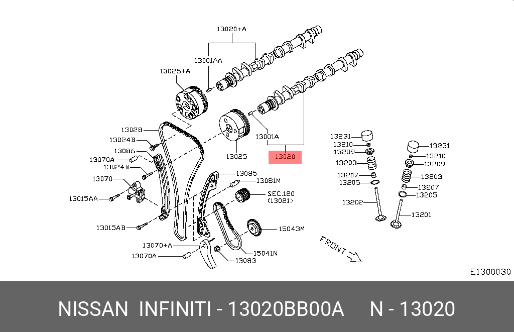 13020BB00A NISSAN CAMSHAFT ASSY