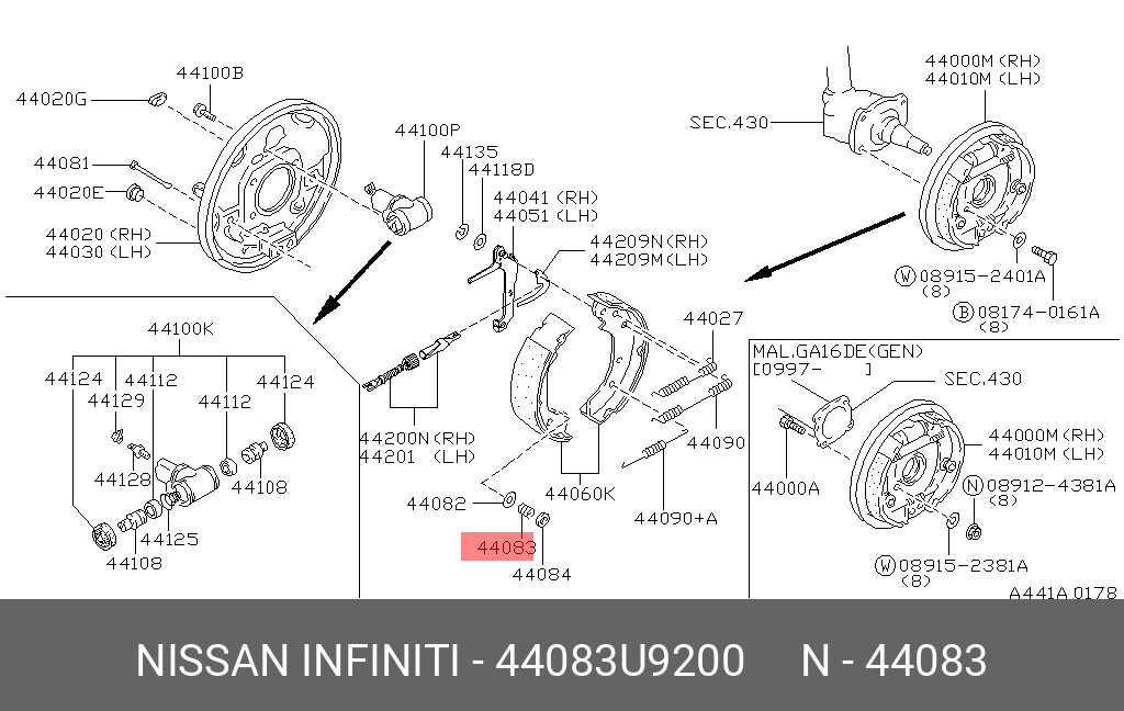 44083U9200 NISSAN ПРУЖИНА ВОЗВРАТНАЯ