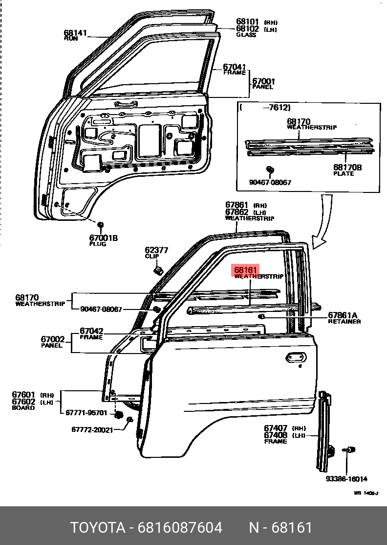 6816087604 DAIHATSU КУЗОВНОЙ УПЛОТНИТЕЛЬ