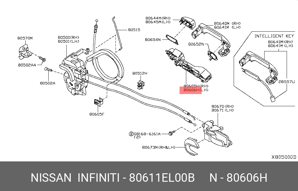 80611EL00B NISSAN BRACKET-OUTSIDE HANDLE,LH