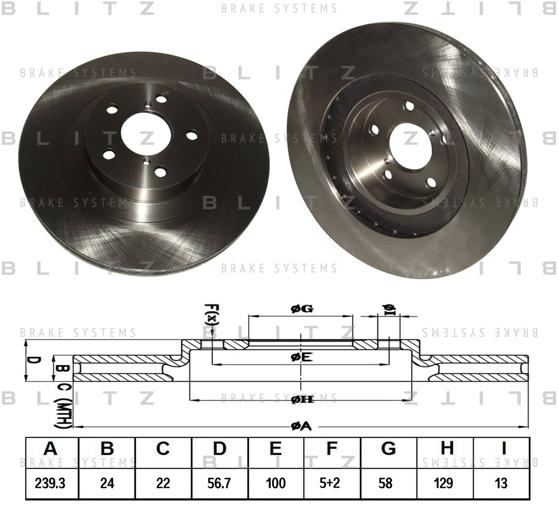 BS0166 BLITZ Диск тормозной