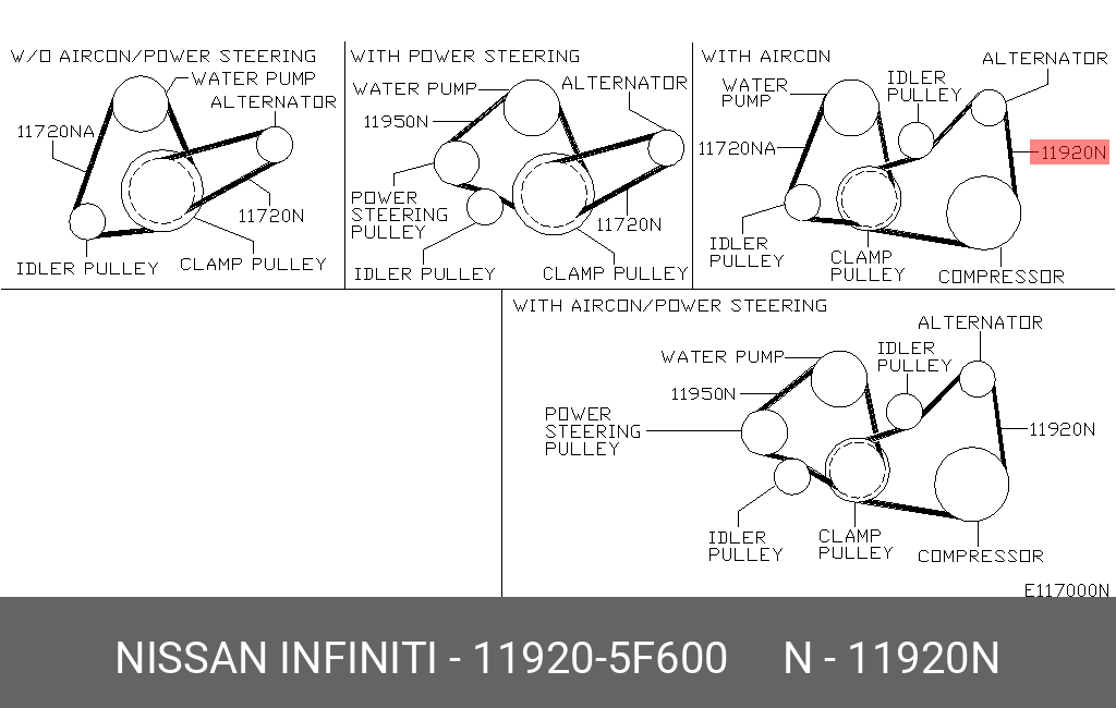 119205F600 NISSAN Поликлиновой ремень
