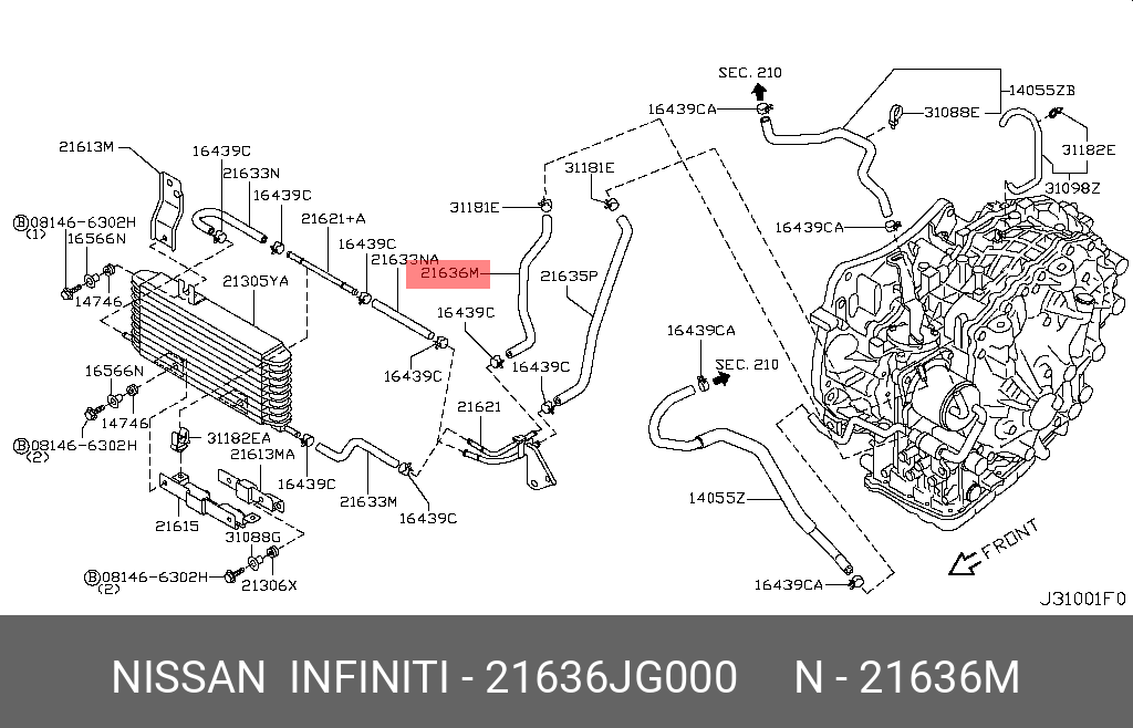 21636JG000 NISSAN ШЛАНГ МАСЛЯНОГО РАДИ