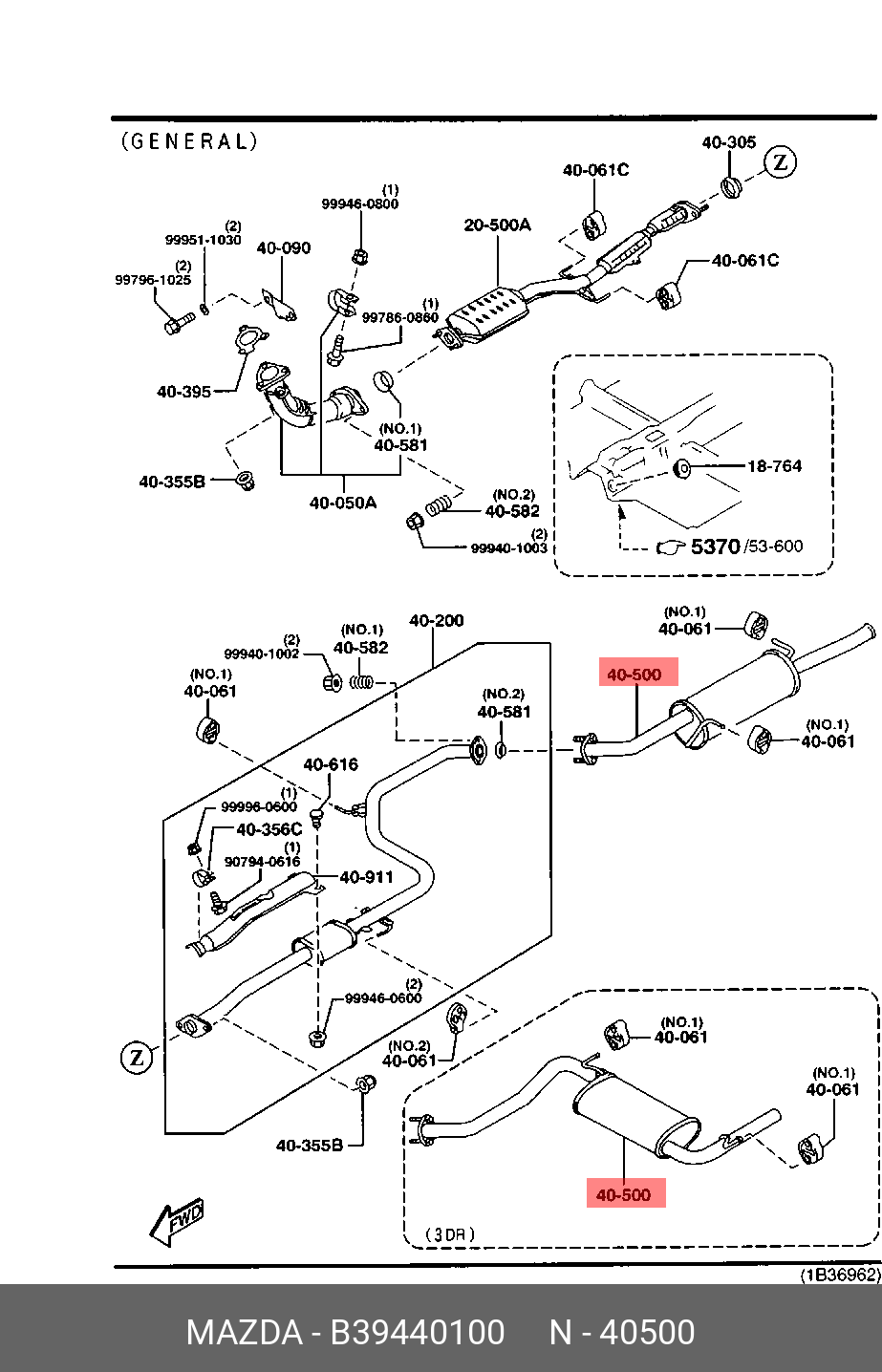 B39440100 MAZDA Глушитель выхлопных газов конечный