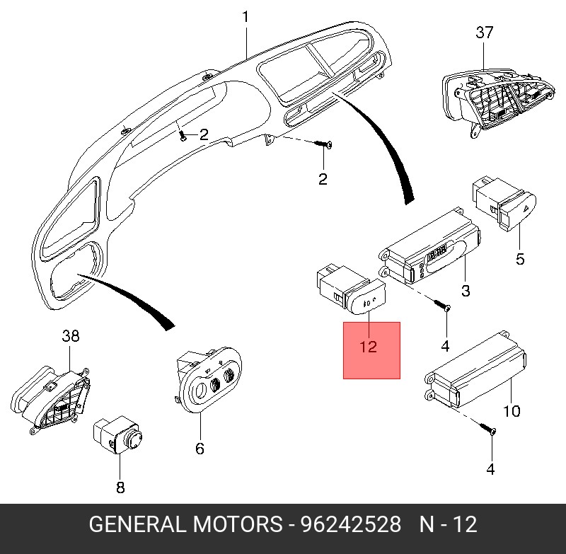 96242528 GENERAL MOTORS Кнопка включения противотуманных фар