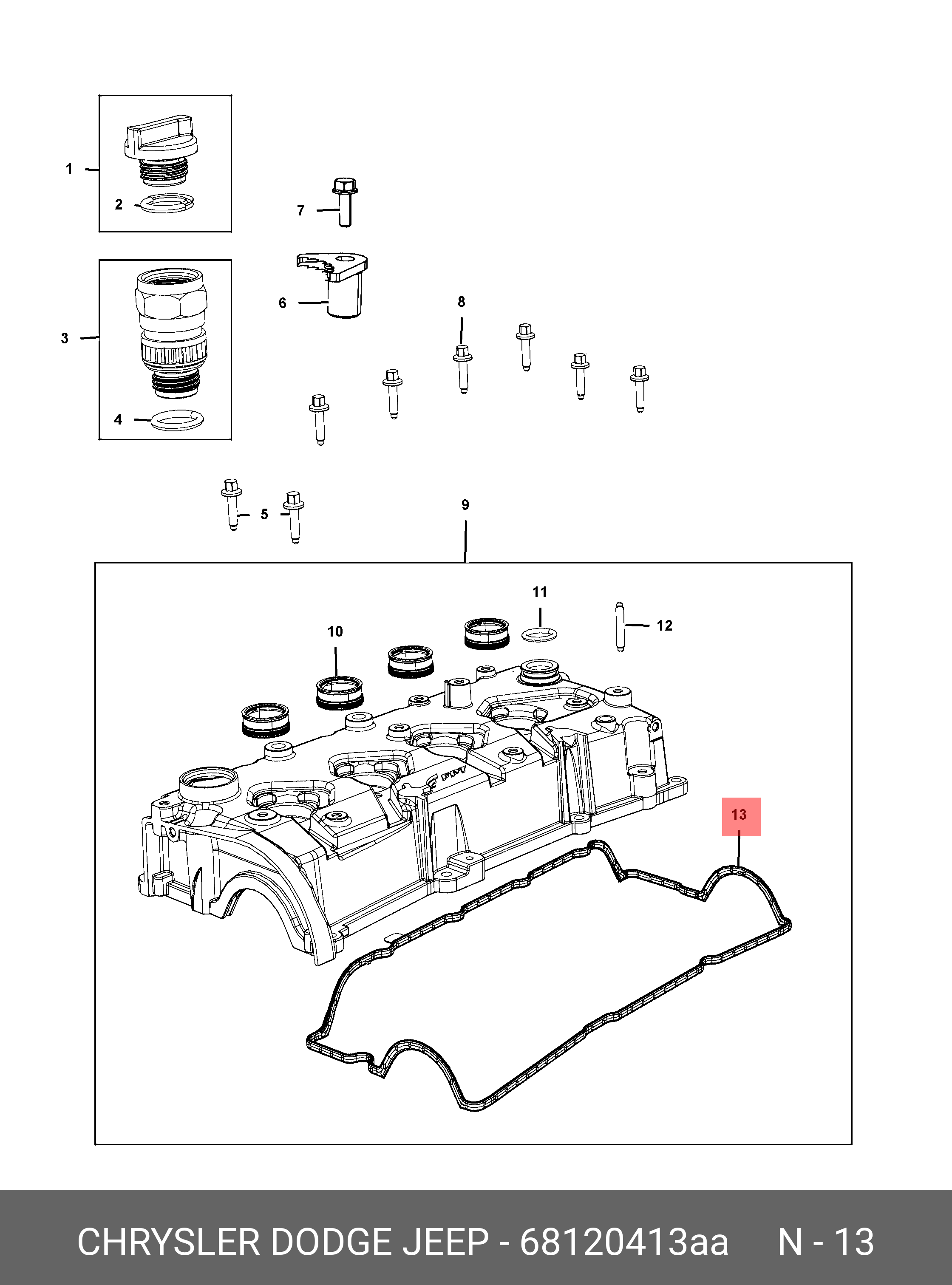 68120413AA CHRYSLER GASKET, CYLINDER HEAD COVER