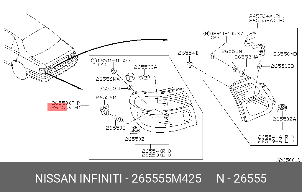 265555M425 NISSAN ФОНАРЬ ЗАДНИЙ