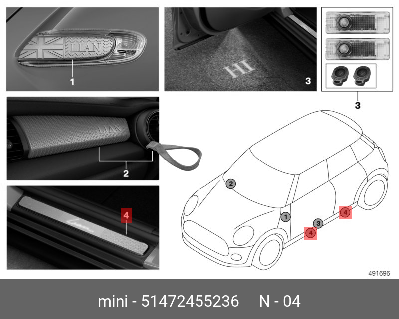51472455236 BMW MINI LED EINSTIEGSLEISTEN CUSTOMISED