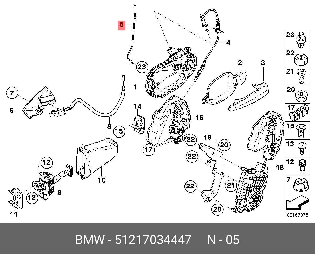 51 21 200 Removing and installing/replacing outside handle and lock actuator fro