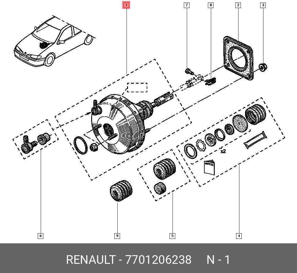 7701206238 RENAULT Усилитель тормозной системы