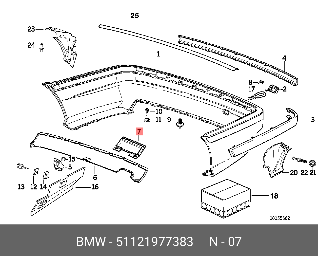 51 12 001 Replacing rear bumper (touring)