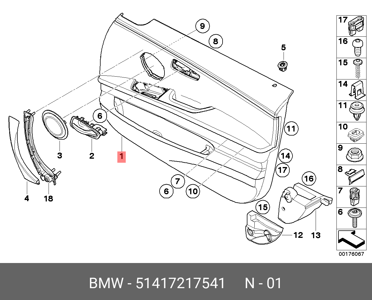 51417217541 BMW Облицовка двери Л Пд SCHWARZ