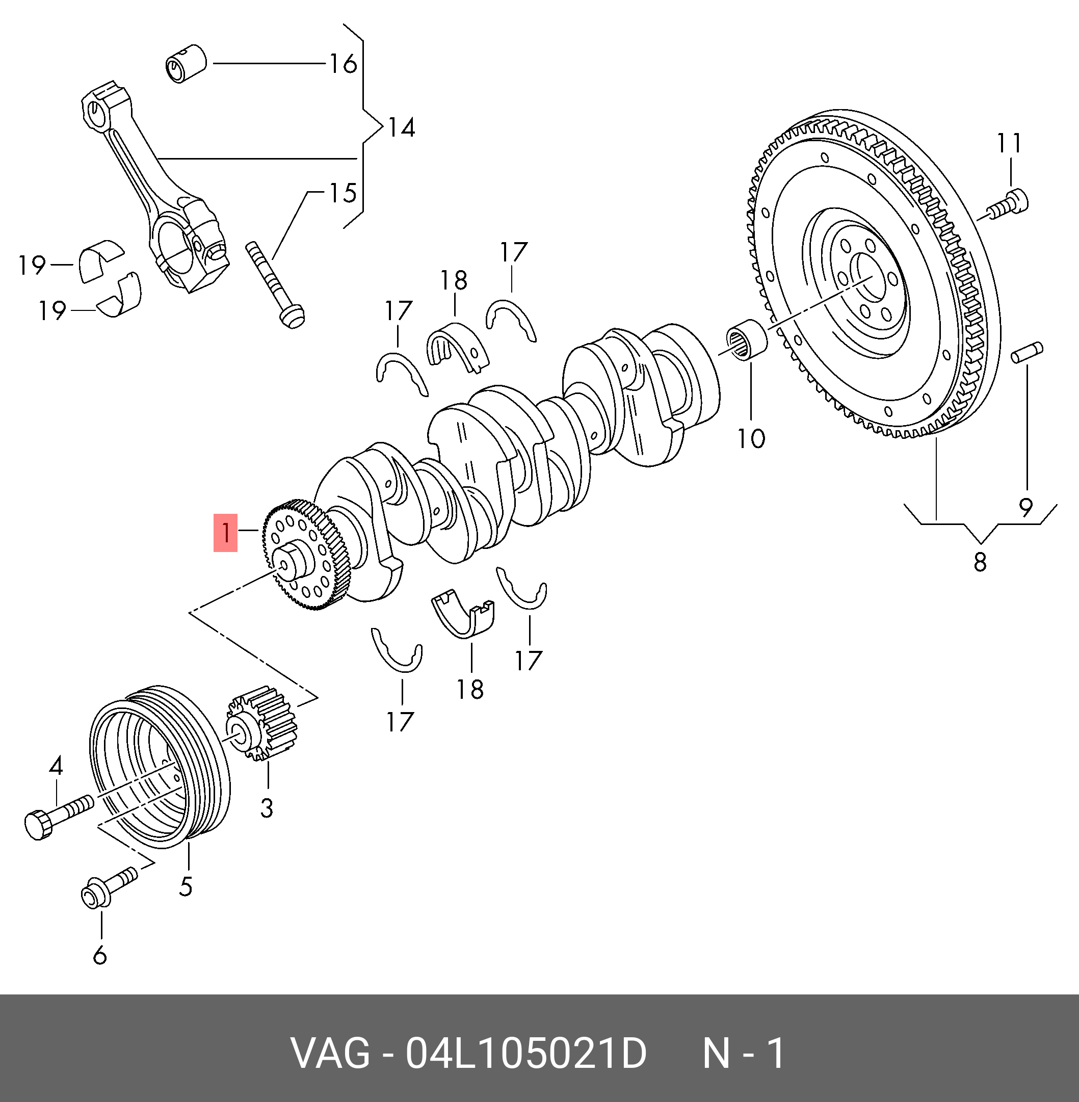 04L105021D VAG Коленчатый вал