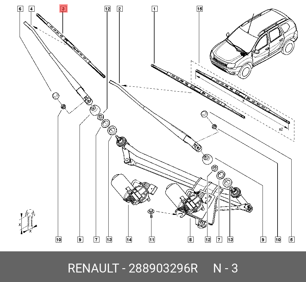 288903296R RENAULT Щетка стеклоочистителя пер 400мм