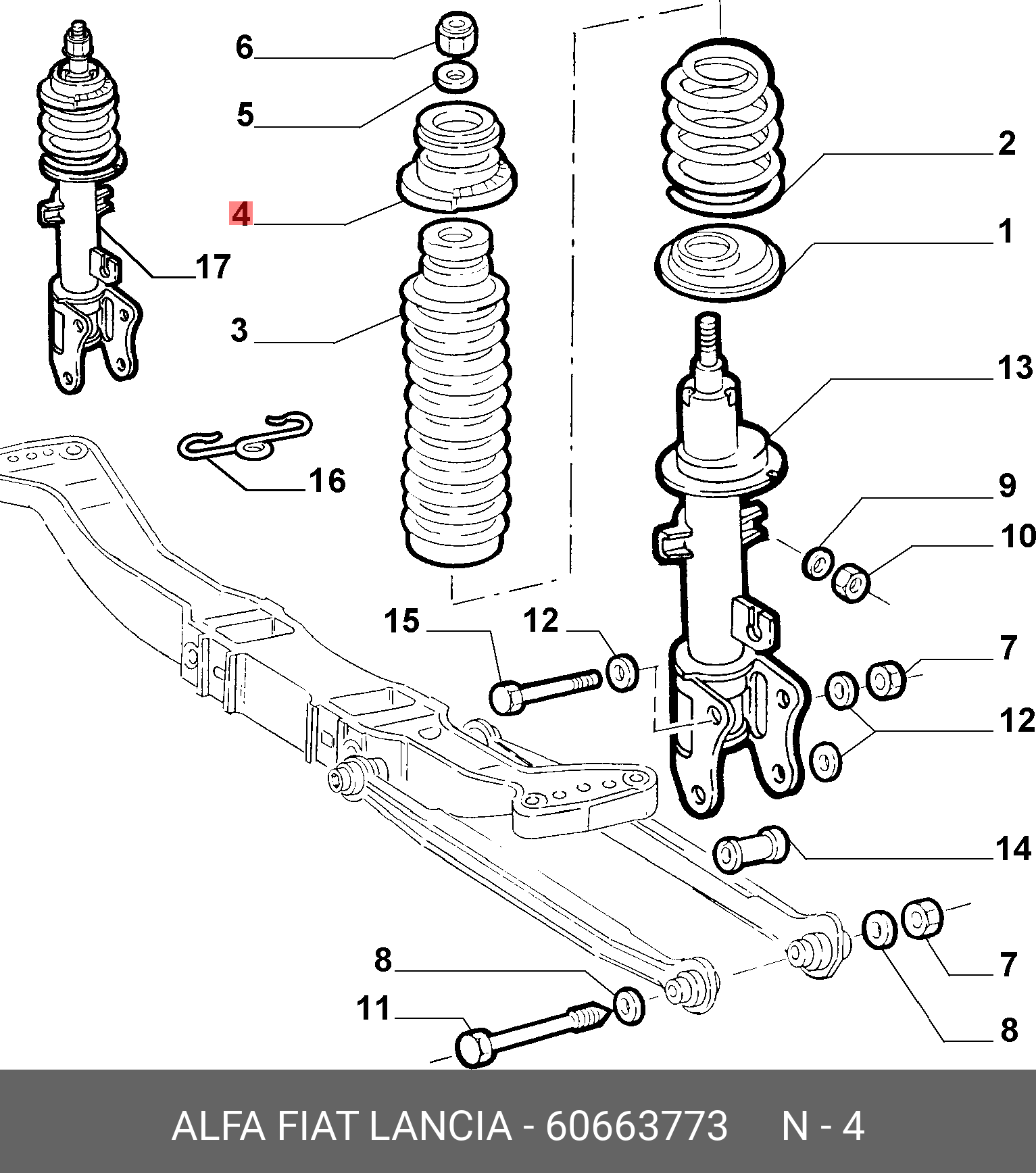 60663773 FIAT/ALFA/LANCIA Опора стойки амортизатора