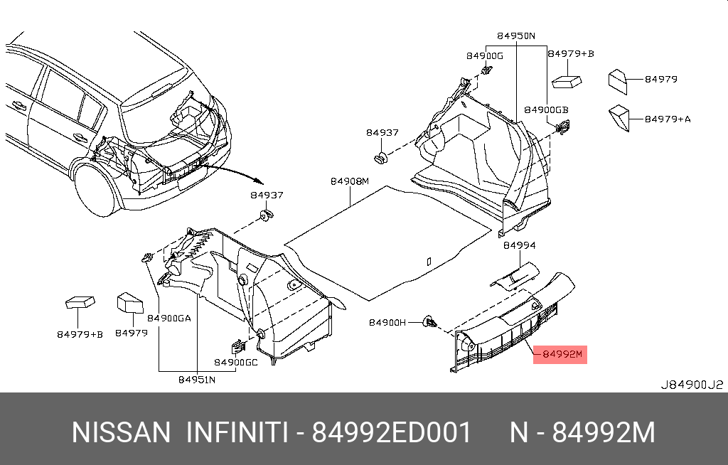 84992ED001 NISSAN НАКЛАДКА ДВЕРИ ВНУТРЕННЯЯ